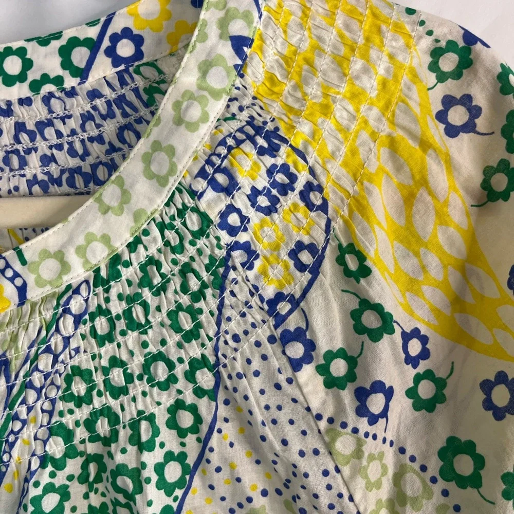 Talbots 100% Cotton Colorful Floral Paisley Blouse M Lightweight Button Front - Picture 5 of 7